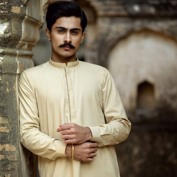 Sand colored cotton blend fabric